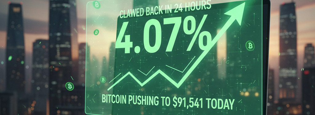 Bitcoin is pushing to $91,541 today, and the crypto market just clawed back 4.07% in 24 hours