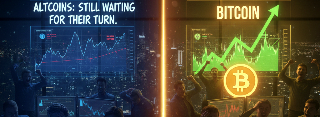Altcoins are still waiting for their turn, and Bitcoin isn’t in a hurry to give it up