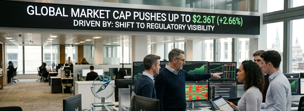 The market pushed up to $2.36T (+2.66%), helped by a shift that’s been missing for a while: regulatory visibility