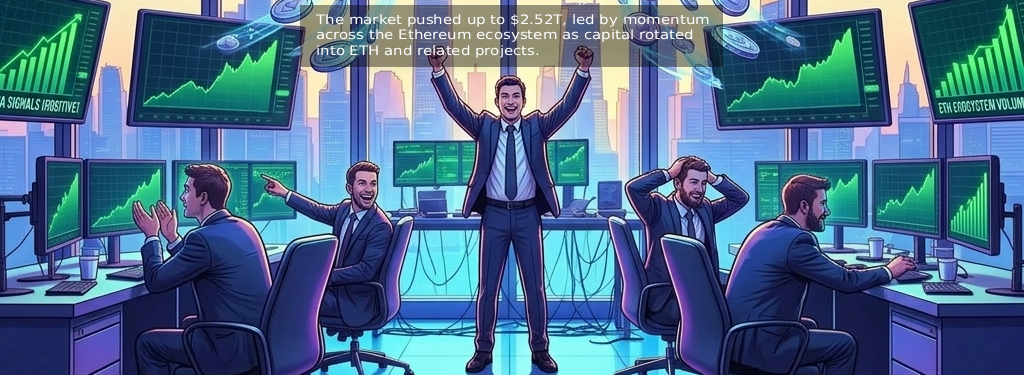 The market pushed up to $2.52T, led by momentum across the Ethereum ecosystem as capital rotated into ETH and related projects